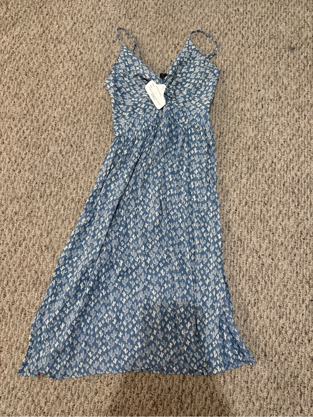 Angie blue cactus cutout dress